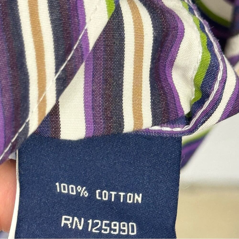 Façonnable Classic Striped Button Down Shirt Purple White XL - Picture 8 of 12